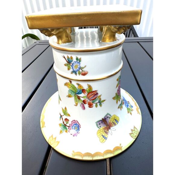 VTG Herend Queen Victoria Green Border Butterfly Claw Foot Urn Vase SZ 7.5"H - Picture 10 of 15